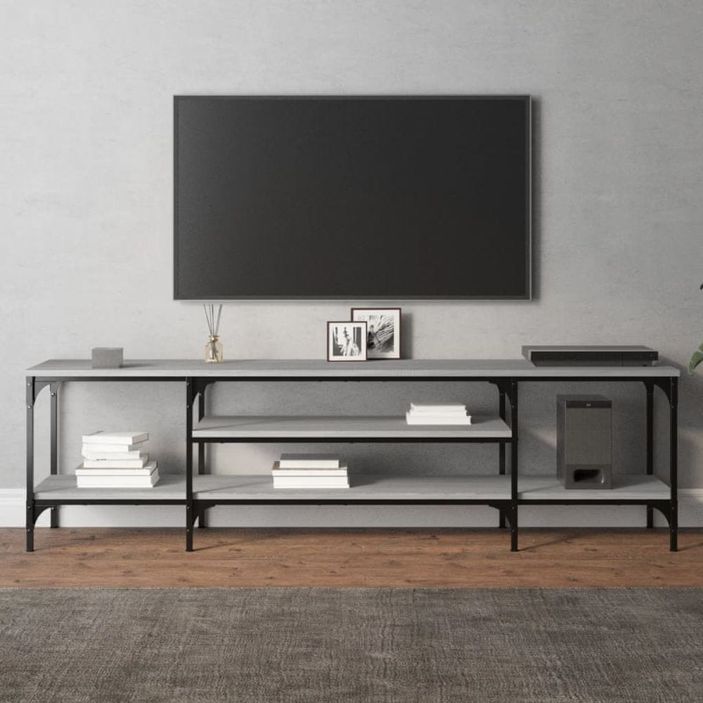 Vidaxl TV skrinka sivá sonoma 161x35x45 cm kompozitné drevo a železo